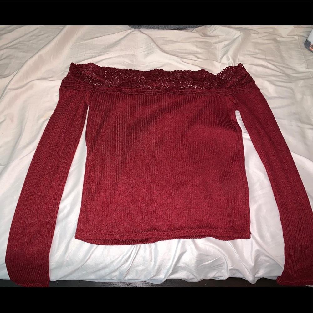 Off the Shoulder Burgundy Shirt
